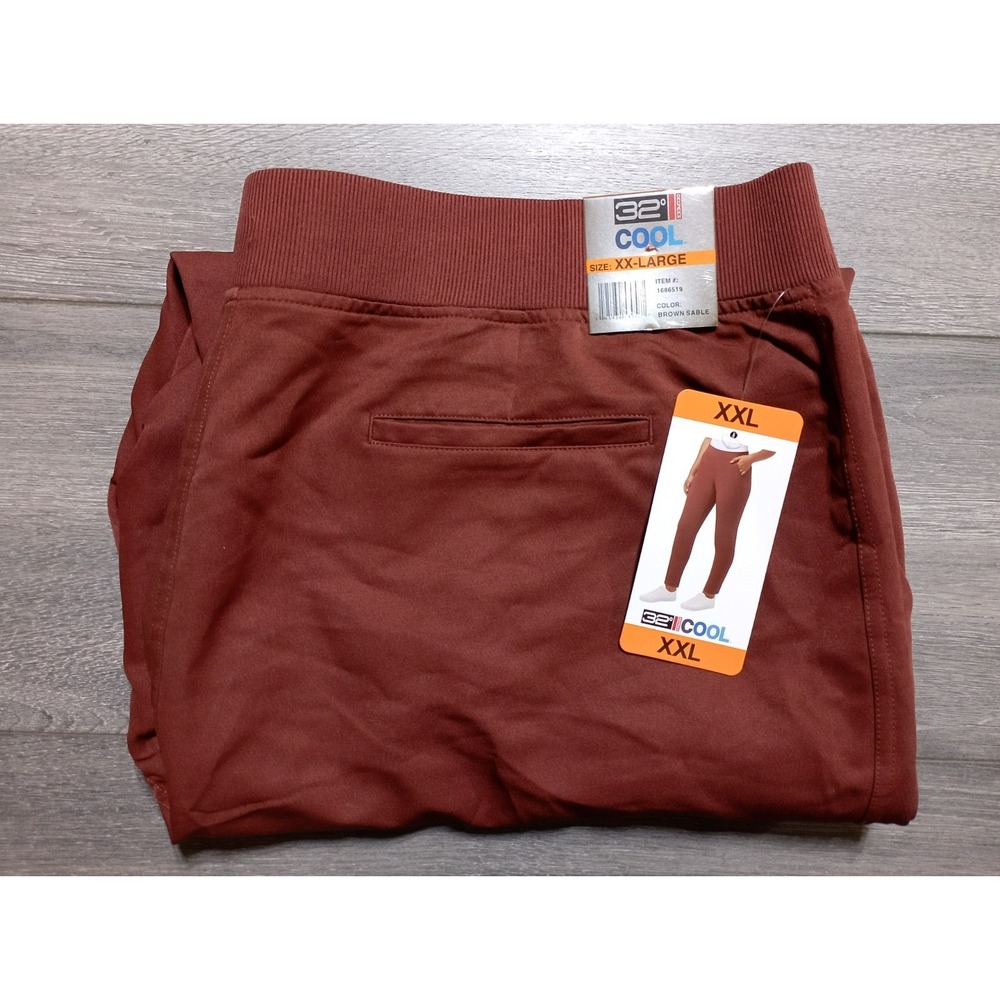 32 Degrees Cool Pants Adult 2XL Brown Sable Athletic Casual Pull On Womens